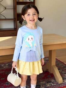 SHEIN 3件套年轻女孩针织可爱女孩图案圆领休闲T恤 - 彩色 - 查看 5