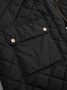 Rusticease Plus Flap Pocket Quilted Vest Coat, For Winter Fall Autumn - Black - View 6