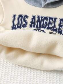 Cozy Pixies 2 pezzi Set di felpa con cappuccio a maniche lunghe con stampa di lettere e pantaloni in vita elastica per bambino