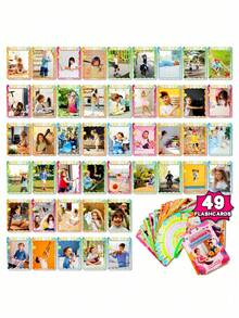1SET Toddler Flash Cards Realistic Photo Fruits Vegetables Sports Occupations Behavior Preschool Learning Toys For Brain Development Attention - Multicolor - View 11