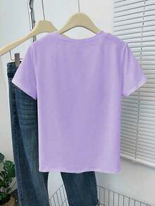 INAWLY 加大码刺绣简约衬衫“上帝是好的”基督教信仰舒适彩色衬衫礼物，信仰衬衫，信仰 T 恤，教会团体衬衫，女士圆领刺绣 T 恤 - 紫羅蘭色 - 查看 2