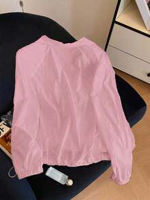 Resyla Women's White Long Sleeve Lightweight Windbreaker Jacket, Outdoor Casual - Pink - View 2