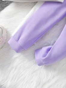 Set da 3 pezzi per ragazze, composto da giacca con cappuccio, cerniera e fodera termica, e pantaloni della tuta, colori grigio, rosa e nero, casual e versatile - Multicolore - Visualizzare 7