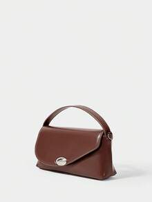 SHECARRY 女士翻盖手提包，简约时尚 - 咖啡 - 查看 2