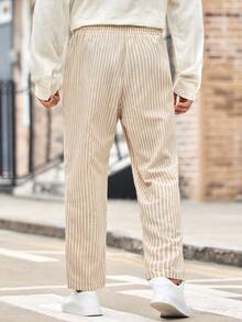 EASEVO Plus Size Men's Casual Striped Pants, Suitable For Commuting, Fall