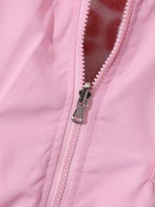 SHEIN 1pc Girls Reversible Leopard Print Fluffy Long Sleeve Windbreaker Jacket, Suitable For Autumn/Winter Fall - Pink - View 5