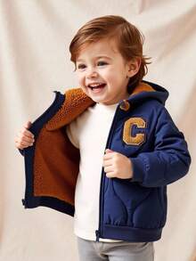 SHEIN Unisex Baby Casual Graphic Print Long Sleeve Padded Coat, Suitable For Autumn/Winter, Suitable For Baby Boys And Baby Girls Fall - Multicolor - View 6