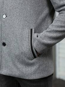 Manfinity Homme 男士长袖休闲百搭外套，秋冬季，灰色 - 淺灰色 - 查看 5