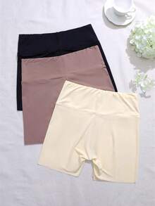 3pcs Women's Comfortable Soft Heart Pattern High Waist Seamless Briefs