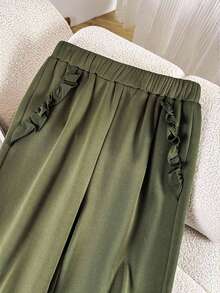 SHEIN 2 件套女士连帽运动衫和慢跑裤套装，时尚秋冬装 - 軍綠色 - 查看 4