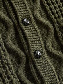 EASEVO Plus Size Men's Solid Color Long Sleeve Cardigan, For Fall Winter