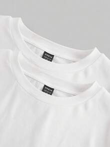 SHEIN EZwear 2pcs/Set Women White Crew Neck Casual Slim Fit Long Sleeve T-Shirt Set, Suitable For Autumn/Winter,White Shirt - White - View 7