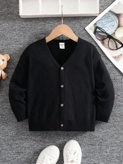 Casual Cardigan, Minimalist & Versatile Long Sleeve Design Children Cardigan V-Neck Cardigan Boys Sweater Jacket Black Clothes For Kids Kids Knitwear Kids Black Cardigan Children Black Sweater Fall Winter 8 Years Old Boy Knitwear Children Black Cardigan Winter Kids Autumn Clothes Boys Autumn Winter Casual Kids Knit