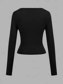 SHEIN EZwear 3pcs Women's Crew Neck Mid-Length Casual Tight Fit Basic Long Sleeve T-Shirts, Suitable For Autumn/Winter