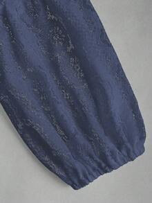 Fairmaia Traditionelle deutsche Damen Tops, einfarbige Spitzen Dirndl Tops - marineblau - Übersicht 4