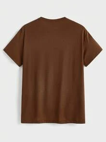 Manfinity Homme Montage Insel Pyramide Palme Grafik Muster Lässig Herren Braun T-Shirt