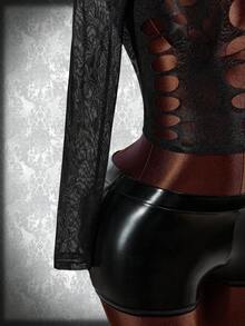 SHEIN ICON Short See Through Long Sleeve Top - Black - View 6