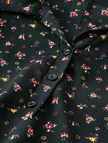 SHEIN Clasi Plus Ditsy Floral Print Lantern Sleeve Dress Fall Cloth For Women