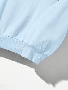 Attitoon 夏季简约休闲纯色套头连帽长袖卫衣，无抽绳，宽松版型，适合秋冬季穿着 - 淺藍色 - 查看 6