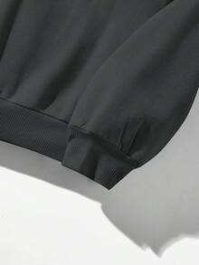 Attitoon 夏季简约休闲纯色套头连帽长袖卫衣，无抽绳，宽松版型，适合秋冬季穿着。 - 深灰色 - 查看 6