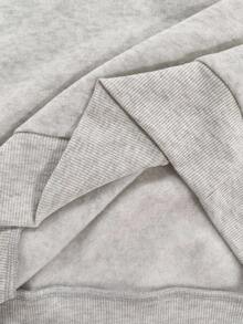 INAWLY Women's Drop Shoulder Letter Print Long Sleeve Sweatshirt - Light Grey - View 5