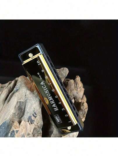 1pc Metal Diatonic 10-Hole Professional Blues Harmonica, Suitable For Beginners Mini Instruments, Guitar Pick, Round Harmonica, Harmonica, Instrument, Clarinet, Harmonica, Instrument, Clarinet, Music Instrument, Triangle Instrument,