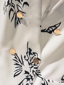 Franclia 2件套女士碎花无袖西装背心和短裤套装 - 白色 - 查看 3