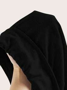 SHEIN EZwear 2 件套女士休闲高腰卷边阔腿直筒裤，适合夏季 - 黑色 - 查看 10