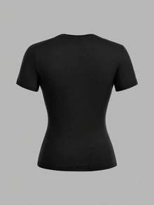 SHEIN EZwear Bộ 3 áo thun bodycon cổ tròn tay dài thường ngày cho nữ - Nhiều màu - Xem 9