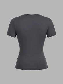 SHEIN EZwear Bộ 3 áo thun bodycon cổ tròn tay dài thường ngày cho nữ - Nhiều màu - Xem 4