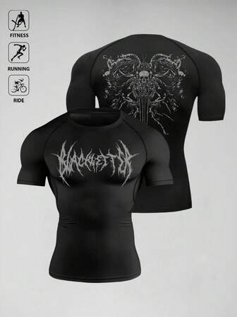 Manfinity Sport Polished Herrtröja med rund hals och kort ärm, avslappnad tryck