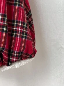 EgrlEra Women's Fashionable Christmas Red Plaid Fuzzy Decor Sleeveless Tube Dress, Suitable For Party And Date, Autumn/Winter - Red - View 5