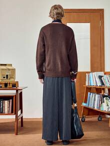 Manfinity Joysei 男士万圣节拼色南瓜图案开衫万圣节派对，万圣节毛衣万圣节开衫南瓜毛衣哥特毛衣毛衣开衫，秋冬 - 彩色 - 查看 2