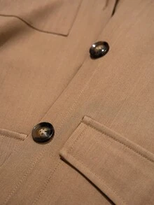 Almamuse 女士优雅长袖连体裤搭配系带短裤套装 - 卡其色 - 查看 9