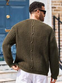 EASEVO Plus Size Men's Solid Color Long Sleeve Cardigan, For Fall Winter