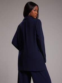 NYA SZN Selma Jacket Outerwear Long Sleeve Plunge Neck Button Pocket Detail Slim Blazer Business Casual Businesswear Back To School Classy Modest Special Occasion Summer Fall Jackets For Women