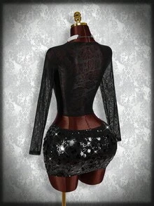 GloRilla x SHEIN ICON Black Bodycon High Waist Super Short Women's Mini Skirt