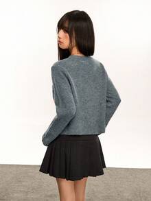 Rina Fox Vintage American Diamond Pattern Jacquard Knit Cardigan - Dark Grey - View 2