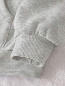 INAWLY Women's Drop Shoulder Letter Print Long Sleeve Sweatshirt - Light Grey - View 3