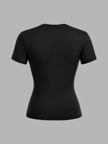 SHEIN EZwear 3pcs Women Casual Crew Neck Bodycon Long Sleeve T-Shirt Set - Black - View 4