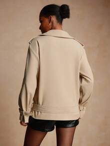 Lyxana Áo khoác trench coat ve kép cài hai hàng khuy thời trang dành cho nữ - Màu Khaki - Xem 2