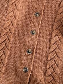 Loomiva Newborn Baby Solid Color Cable Ear Design Sweater Romper Autumn Winter Clothes For Girl - Coffee Brown - View 4