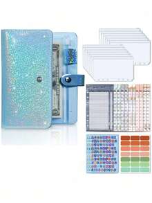 1 件装预算计划活页笔记本，带星空设计的 PU 封面，包含拉链袋、预算工作表、现金整理器、费用跟踪器和储蓄计划器，适用于财务规划、现金管理和储蓄挑战、学校用品、返校 - 彩色 - 查看 14