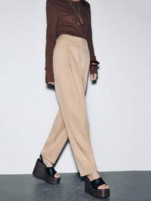 Lumivelle Women's Fashion Casual Pleated Side Pocket Long Blazer - Apricot - View 5