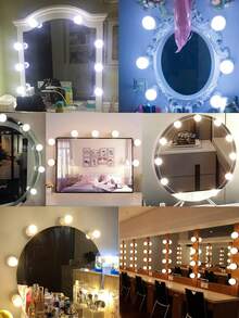 1PC4/6/8/10/12/14 LED Bulb Vanity Mirror Light, 3-Color USB Power Adjustable Vanity Mirror Light, Suitable For Home Bedrooms - Multicolor - View 6