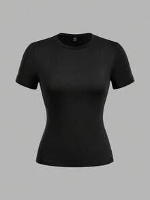 SHEIN EZwear 3pcs Women Casual Crew Neck Bodycon Long Sleeve T-Shirt Set - Black - View 6