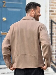 EASEVO Plus Size Men's Fashionable Jacket, Autumn/Winter - Khaki - View 2