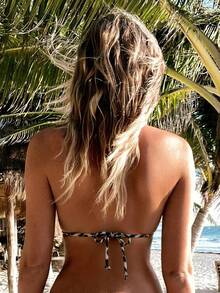 Swim Vcay 2 件女式夏季海滩豹纹露背性感比基尼上衣，随机印花 - 彩色 - 查看 7