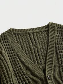 EASEVO Plus Size Men's Solid Color Long Sleeve Cardigan, For Fall Winter