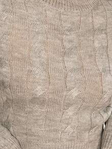 INAWLY Sweater Rajut Kabel Lengan Panjang Warna Polos untuk Wanita, Serbaguna untuk Musim Gugur/Musim Dingin - Grey - View 3